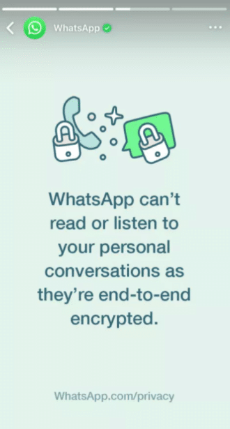 statut whatsapp pour rassurer les utilisateurs sur leurs données personnelles
