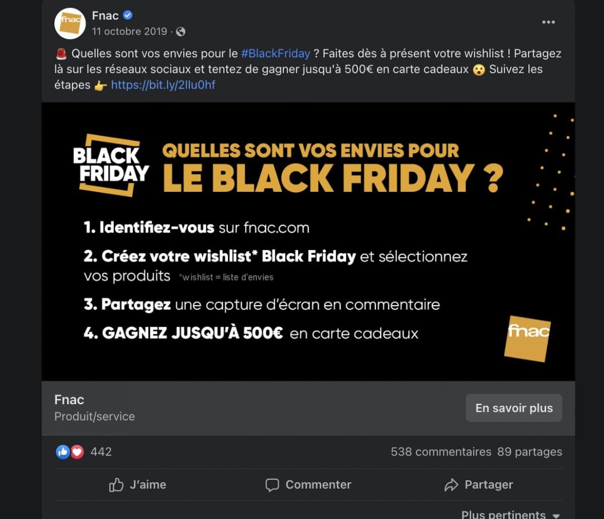 publicitation Black Friday de Fnac