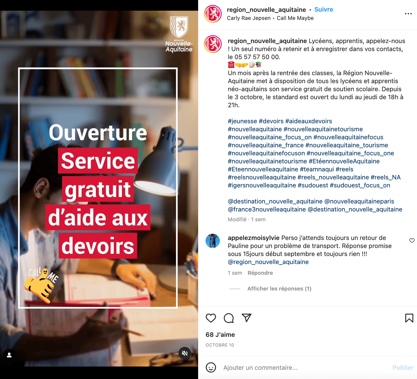 La Région Nouvelle Aquitaine sur Instagram