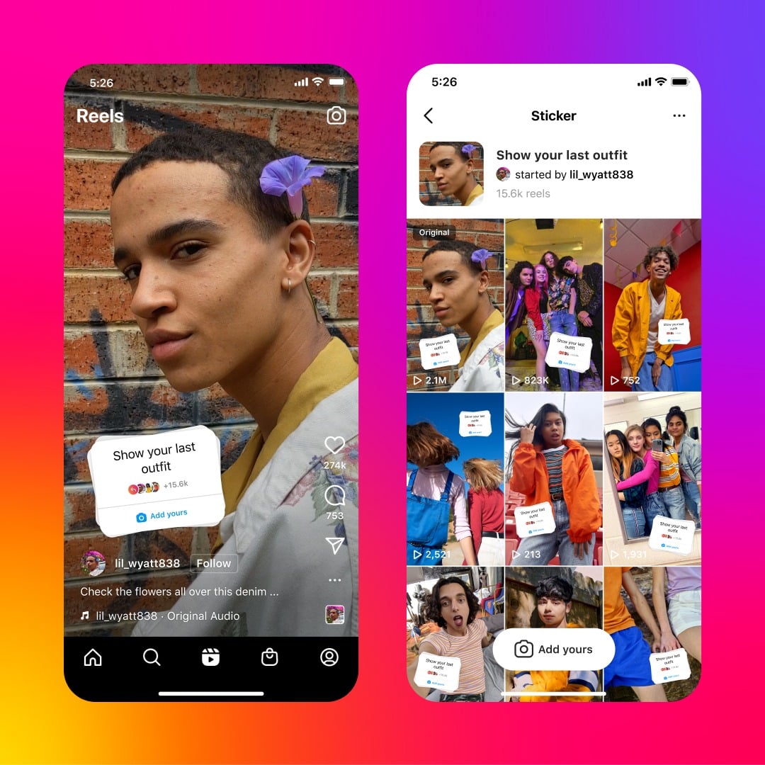 Instagram permet d'ajouter un sticker à ses Reels