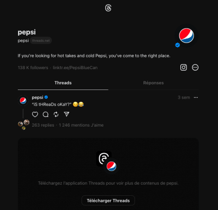 Pepsi sur Threads