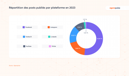 statistiques répartition des posts publiés par plateforme en 2023