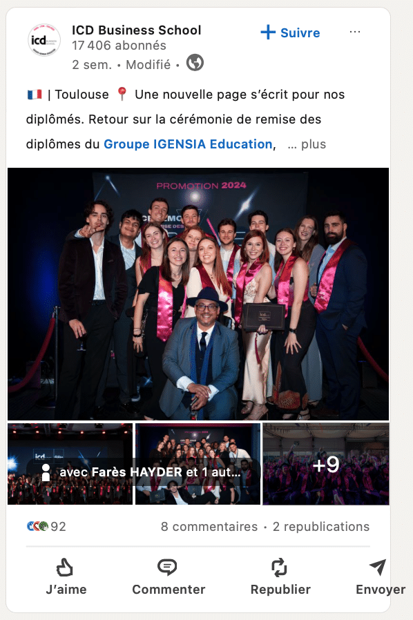 Capture d'écran des posts événement