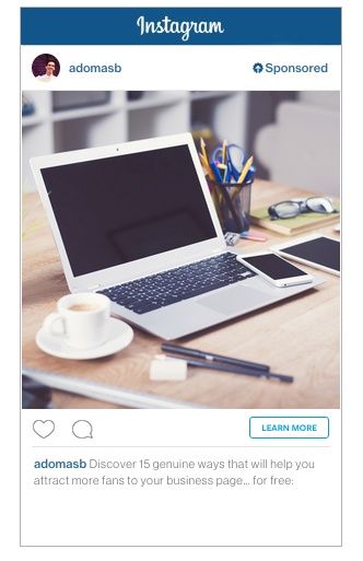 Preview of an Instagram ad on Facebook Power Editor