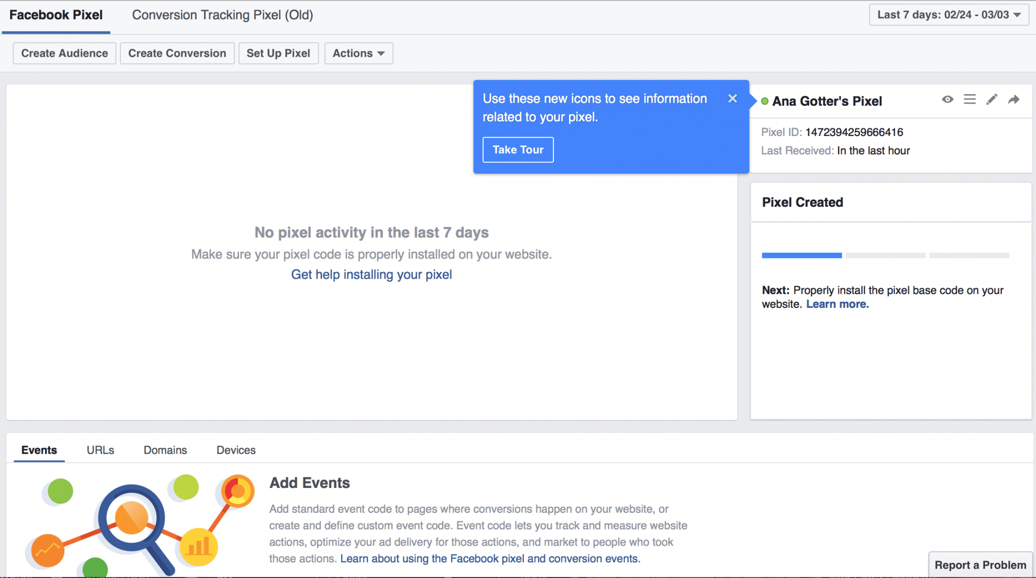installing the new Facebook tracking pixel 