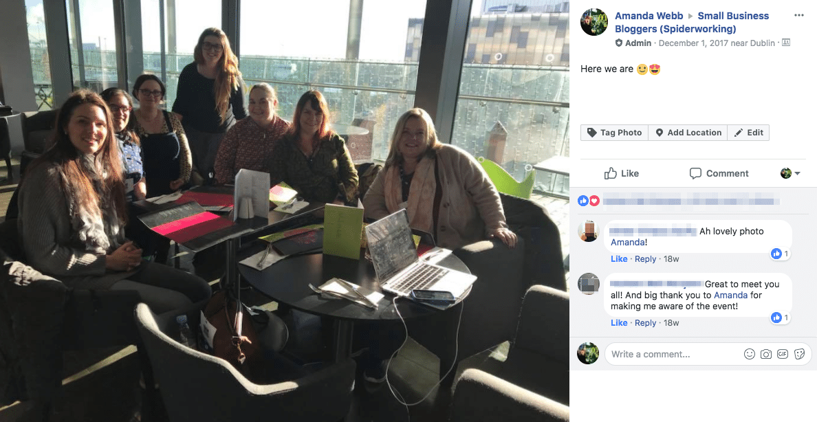 Keep my Facebook group alive: Members of my Small Business Bloggers Facebook group met up in real life 