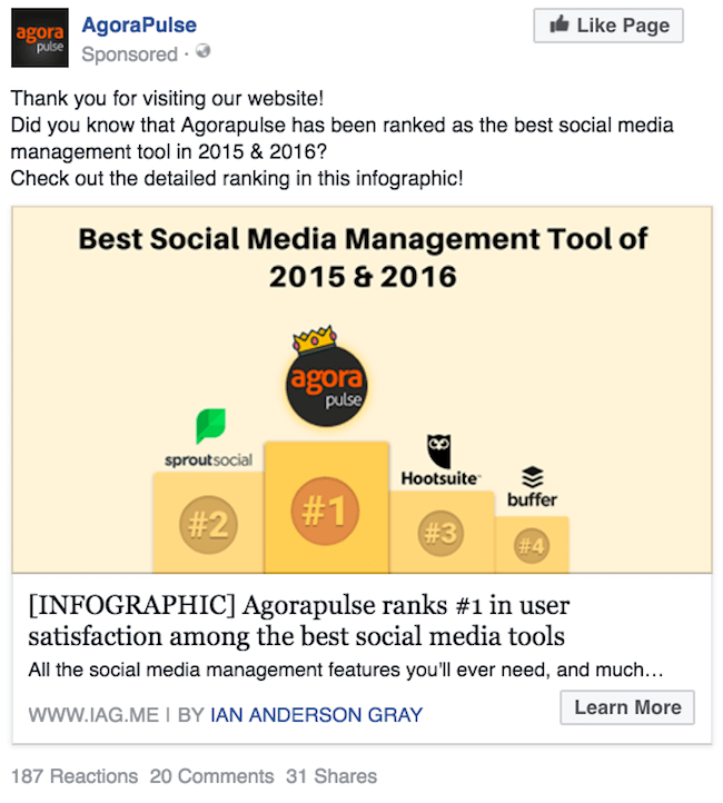 Agorapulse Facebook ad example 1