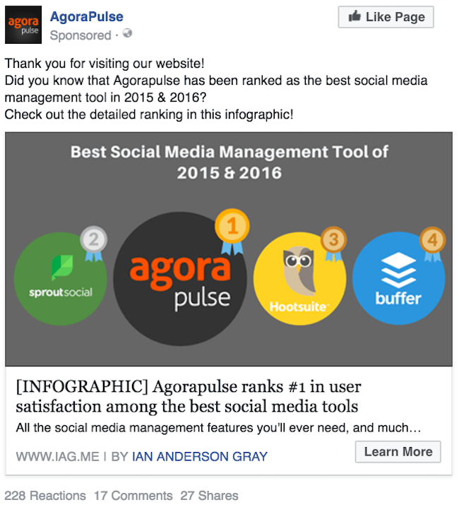 Agorapulse Facebook ad example 2