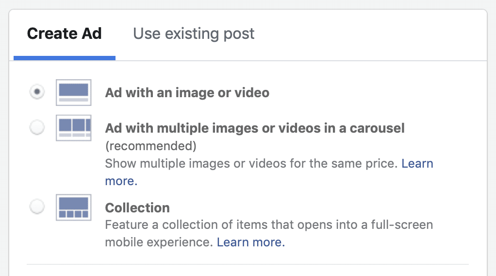 Single image ad versus Facebook carousel ad