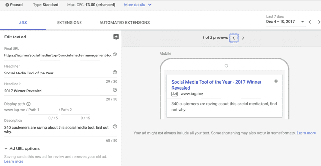 adwords ad preview