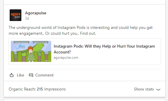 agorapulse linkedin post types