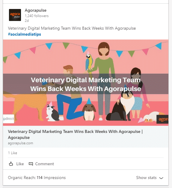 agorapulse linkedin post with hashtags example