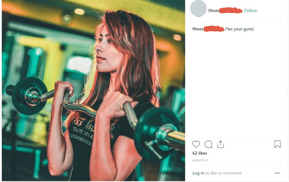 woman lifting weights in Instagram photo