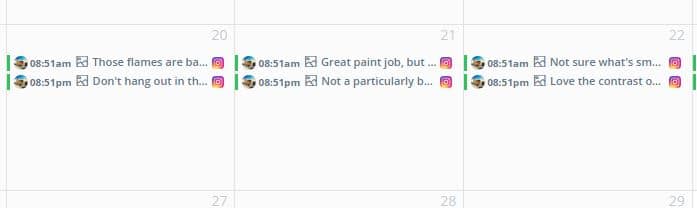 Instagram posting schedule sample from Agorapulse