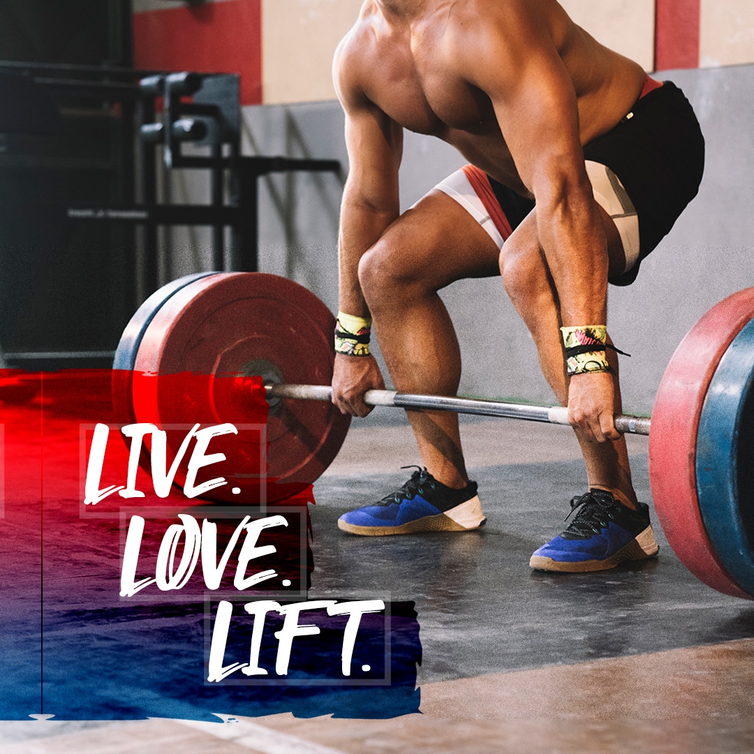 man lifting weight with Live Love Lift on the photo