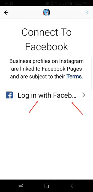 log into facebook on instagram