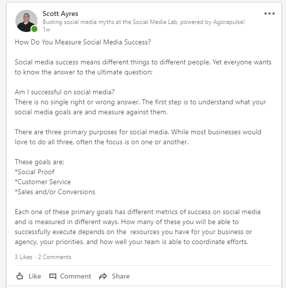 scott ayres long linkedin post