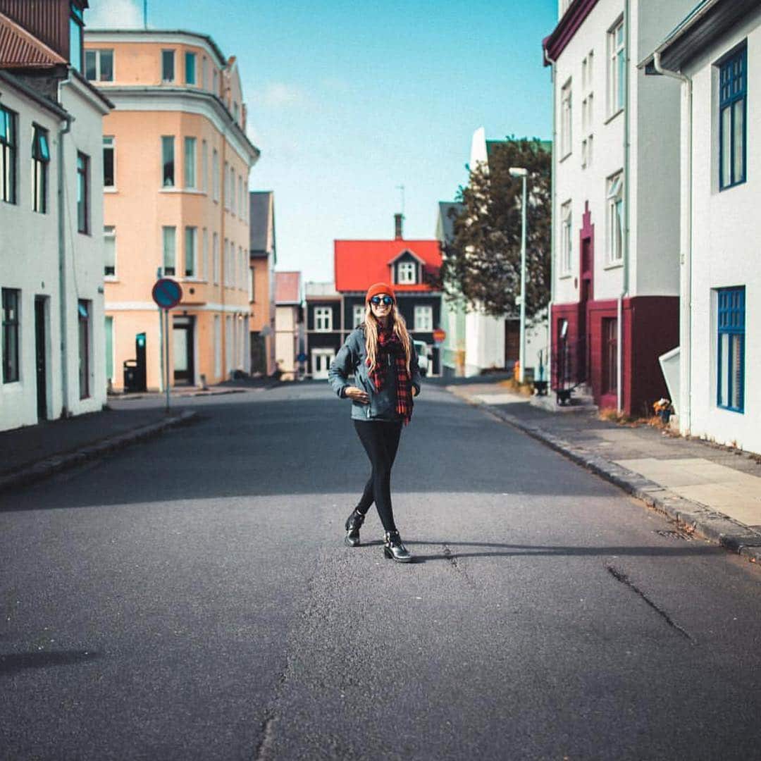 Woman standing on street