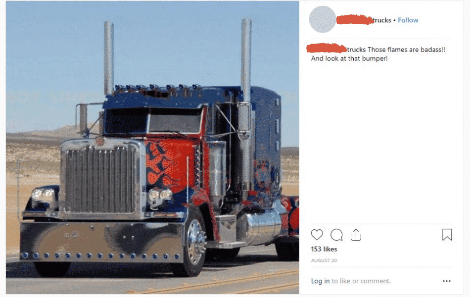 semi-truck with blue flames