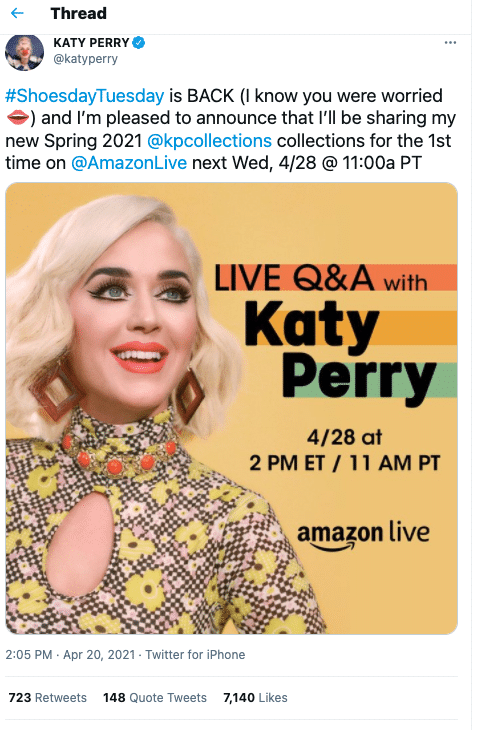 Katy Perry on Amazon Live